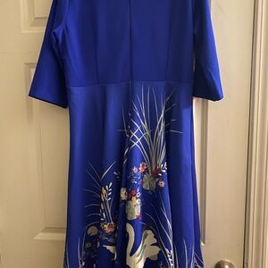 Elegant Blue Floral Dress